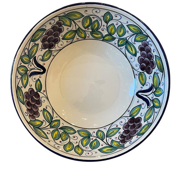 VIETRI Frutti Grapes Large Serving Bowl Hand Painted Pottery in Italy New - Picture 7 of 16